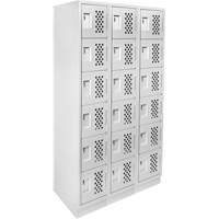 Assembled Lockerettes Clean Line Perforated Economy Lockers, 6 -tier, Bank of 3, 18" x 72" x 12", Steel WestPier
