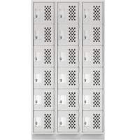 Assembled Lockerettes Clean Line Perforated Economy Lockers, 6 -tier, Bank of 3, 18" x 72" x 12", Steel WestPier
