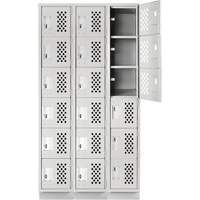 Assembled Lockerettes Clean Line Perforated Economy Lockers, 6 -tier, Bank of 3, 18" x 72" x 12", Steel WestPier