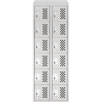 Clean-Line Perforated Lockerette, 6 -tier, Bank of 2, 15" x 72" x 12", Steel WestPier