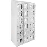 Clean-Line Perforated Lockerette, 6 -tier, Bank of 3, 15" x 72" x 12", Steel WestPier