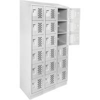 Assembled Lockerettes Clean Line Perforated Economy Lockers, 6 -tier, Bank of 3, 18" x 72" x 12", Steel WestPier