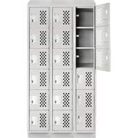Assembled Lockerettes Clean Line Perforated Economy Lockers, 6 -tier, Bank of 3, 18" x 72" x 12", Steel WestPier
