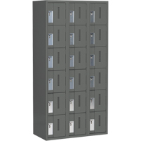 Concorde Heavy-Duty Lockers, 6 -tier, Bank of 3, 36" x 18" x 72", Steel, Charcoal, Welded (Assembled) WestPier