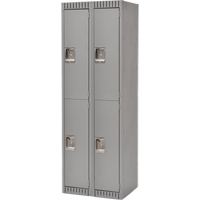 Lockers, 2 -tier, Bank of 2, 24" x 18" x 72", Steel, Grey, Knocked Down WestPier