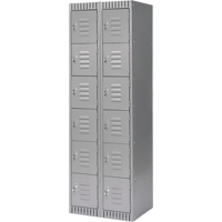 Lockers, 6 -tier, Bank of 2, 24" x 18" x 72", Steel, Grey, Knocked Down WestPier