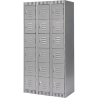 Lockers, 6 -tier, Bank of 3, 36" x 18" x 72", Steel, Grey, Knocked Down WestPier