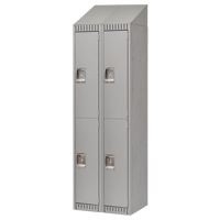 Lockers, 2 -tier, Bank of 2, 24" x 18" x 82", Steel, Grey, Knocked Down WestPier