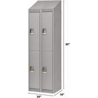 Lockers, 2 -tier, Bank of 2, 24" x 18" x 82", Steel, Grey, Knocked Down WestPier