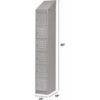 Lockers, 6 -tier, 12" x 18" x 82", Steel, Grey, Knocked Down WestPier
