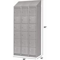 Lockers, 6 -tier, Bank of 3, 36" x 18" x 82", Steel, Grey, Knocked Down WestPier