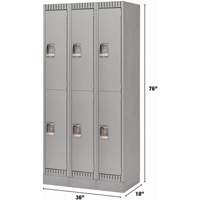 Lockers, 2 -tier, Bank of 3, 36" x 18" x 76", Steel, Grey, Knocked Down WestPier