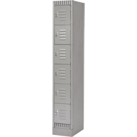 Lockers, 6 -tier, 12" x 18" x 76", Steel, Grey, Knocked Down WestPier