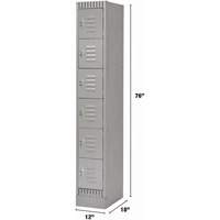 Lockers, 6 -tier, 12" x 18" x 76", Steel, Grey, Knocked Down WestPier