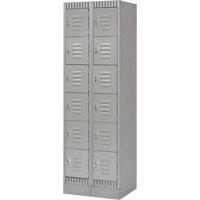 Lockers, 6 -tier, Bank of 2, 24" x 18" x 76", Steel, Grey, Knocked Down WestPier