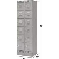 Lockers, 6 -tier, Bank of 2, 24" x 18" x 76", Steel, Grey, Knocked Down WestPier