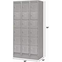 Lockers, 6 -tier, Bank of 3, 36" x 18" x 76", Steel, Grey, Knocked Down WestPier