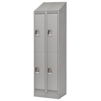 Lockers, 2 -tier, Bank of 2, 24" x 18" x 86", Steel, Grey, Knocked Down WestPier