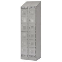 Lockers, 6 -tier, Bank of 2, 24" x 18" x 86", Steel, Grey, Knocked Down WestPier