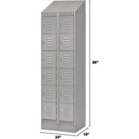 Lockers, 6 -tier, Bank of 2, 24" x 18" x 86", Steel, Grey, Knocked Down WestPier