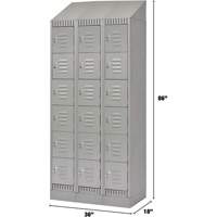 Lockers, 6 -tier, Bank of 3, 36" x 18" x 86", Steel, Grey, Knocked Down WestPier