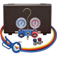 Automotive Manifold Gauge Set with Manual Couplers & 3-in-1 Side Mount Can Tap Valve WestPier