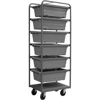 Mobile Tub Rack, Double-sided, 6 bins, 26" W x 18" D x 74" H WestPier