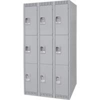 Lockers, 3 -tier, Bank of 3, 36" x 18" x 72", Steel, Grey, Knocked Down WestPier