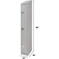 Lockers, 3 -tier, 12" x 18" x 82", Steel, Grey, Knocked Down WestPier