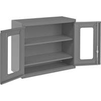 Armoire de rangement murale avec portes transparentes, 26-15/16" h x 29-7/8" la x 13-11/16" p, 2 tablettes, Acier, Gris WestPier