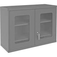 Armoire de rangement murale avec portes transparentes, 26-15/16" h x 35-7/8" la x 13-11/16" p, 2 tablettes, Acier, Gris WestPier
