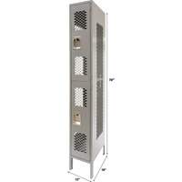 Casiers ventil&eacute;s, 2 niveaux, 12" x 18" x 78", Acier, Gris, D&eacute;mont&eacute;, Perfor&eacute; WestPier