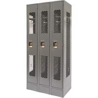Vented Lockers, Bank of 3, 36 x 18" x 78", Steel, Grey, Knocked Down, Perforated WestPier
