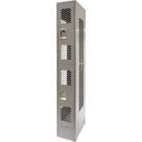 Vented Lockers, 2 -tier, 12" x 18" x 78", Steel, Grey, Knocked Down, Perforated WestPier