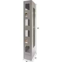 Vented Lockers, 2 -tier, 12" x 18" x 78", Steel, Grey, Knocked Down, Perforated WestPier
