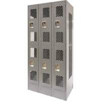 Vented Lockers, 2 -tier, Bank of 3, 36 x 18" x 78", Steel, Grey, Knocked Down, Perforated WestPier