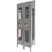 Vented Lockers, Bank of 2, 24" x 18" x 88", Steel, Grey, Knocked Down, Perforated WestPier