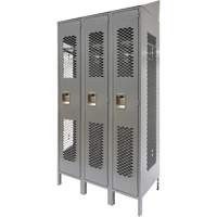 Vented Lockers, Bank of 3, 36 x 18" x 88", Steel, Grey, Knocked Down, Perforated WestPier