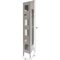Vented Lockers, 2 -tier, 12" x 18" x 88", Steel, Grey, Knocked Down, Perforated WestPier