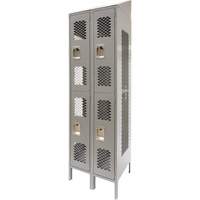 Vented Lockers, 2 -tier, Bank of 2, 24" x 18" x 88", Steel, Grey, Knocked Down, Perforated WestPier