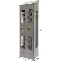 Vented Lockers, Bank of 2, 24" x 18" x 88", Steel, Grey, Knocked Down, Perforated WestPier