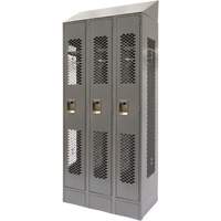 Vented Lockers, Bank of 3, 36 x 18" x 88", Steel, Grey, Knocked Down, Perforated WestPier