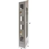 Vented Lockers, 2 -tier, 12" x 18" x 88", Steel, Grey, Knocked Down, Perforated WestPier