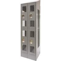 Vented Lockers, 2 -tier, Bank of 2, 24" x 18" x 88", Steel, Grey, Knocked Down, Perforated WestPier