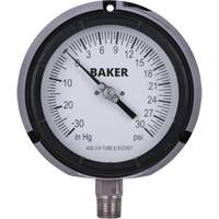 Pressure Gauge, 4-1/2" , 30"-0-30 psi, Bottom Mount, Liquid Filled Analogue WestPier
