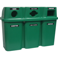 Contenants de recyclage Bullseye, Bord de rue, Plastique, 3 x 22 gal. US WestPier
