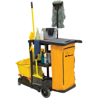 Janitor Cleaning Cart, 51" x 20" x 38", Plastic, Black JG813 | WestPier
