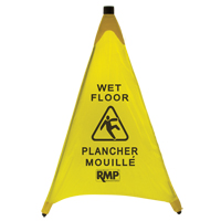 "Wet Floor" Pop-Up Safety Cone, Bilingual with Pictogram JI455 | WestPier