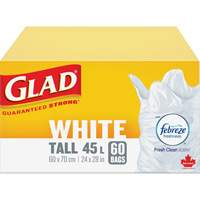 Tall 45L Febreze Garbage Bags, Regular, 24" W x 28" L, White WestPier