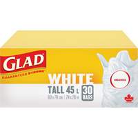 Tall 45L Unscented Garbage Bags, Regular, 24" W x 28" L, White WestPier